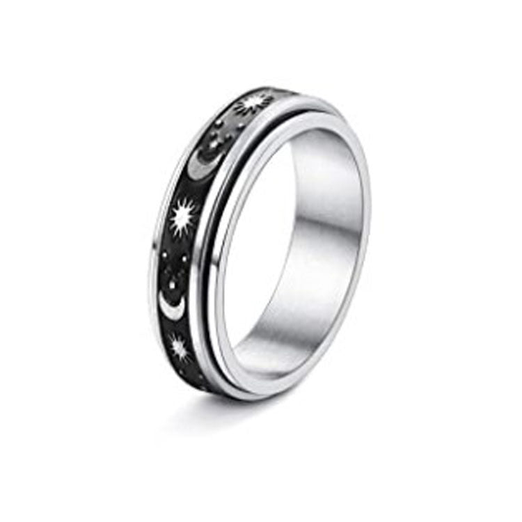 Moon: Rotatable Spinner Ring Moon Stars