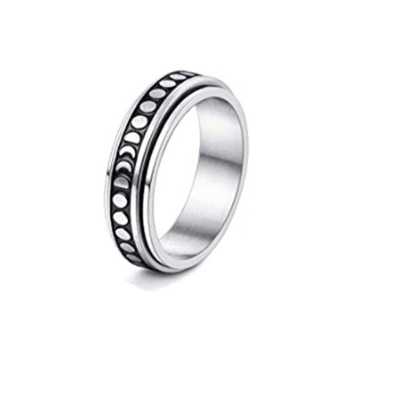 Moon: Rotatable Spinner Ring Moon Stars
