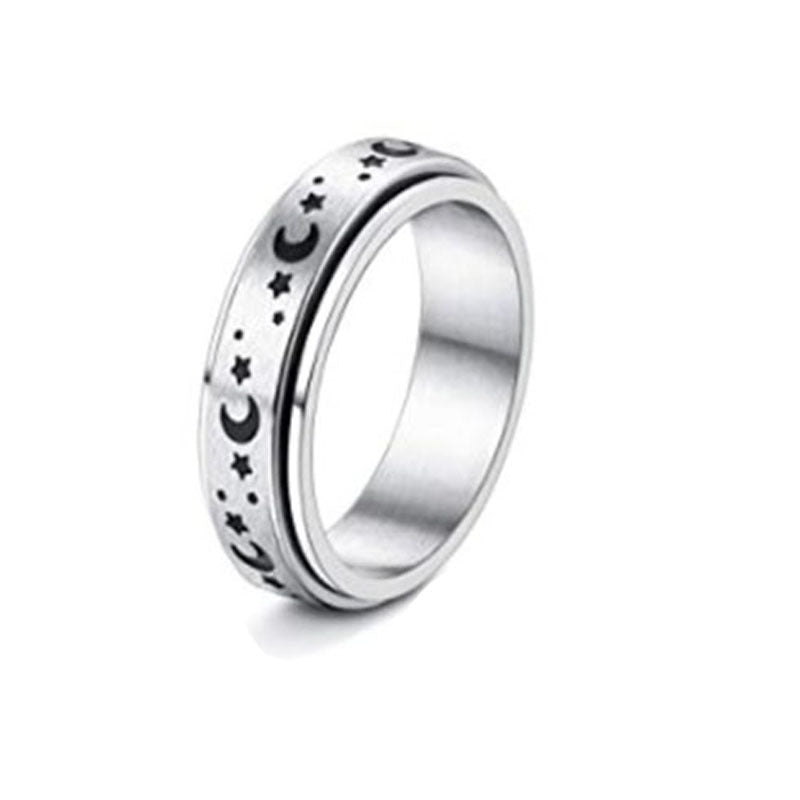 Moon: Rotatable Spinner Ring Moon Stars