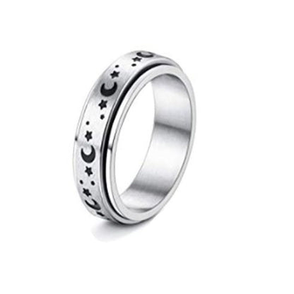 Moon: Rotatable Spinner Ring Moon Stars