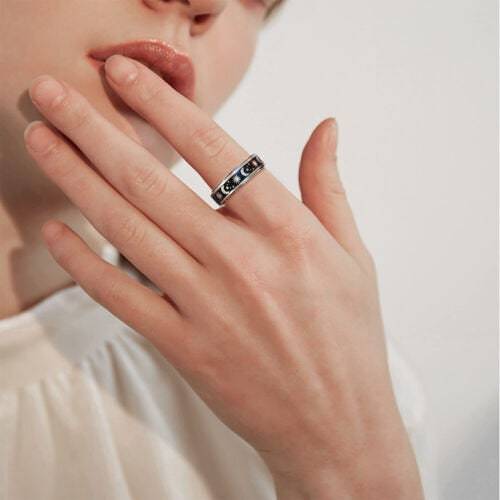 Moon: Rotatable Spinner Ring Moon Stars