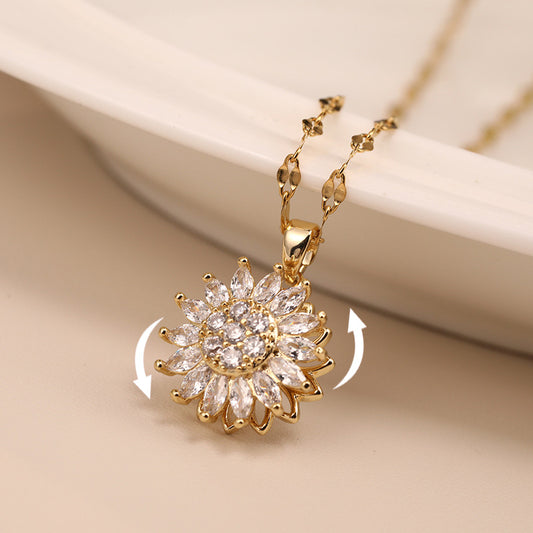 Vany: Rotatable Sunflower Necklace