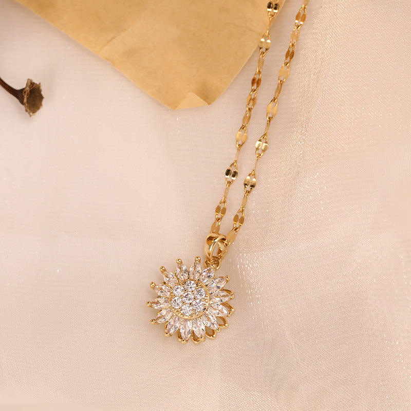 Vany: Rotatable Sunflower Necklace