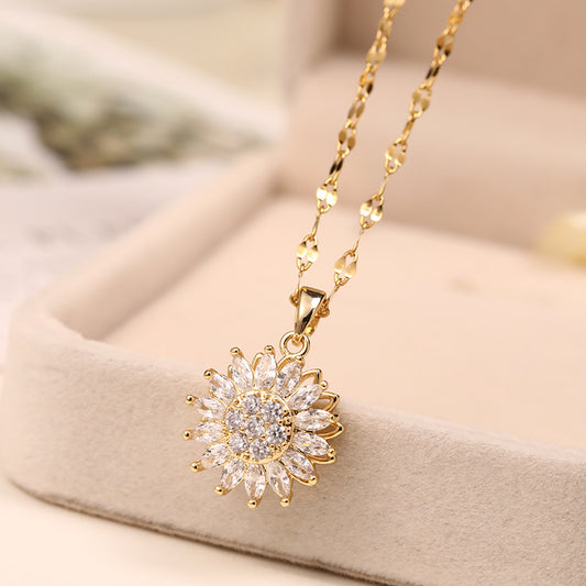 Vany: Rotatable Sunflower Necklace